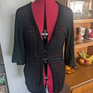 Black Open-Knit Women's Sweater